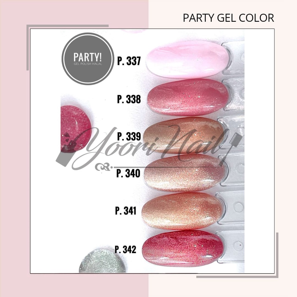 PARTY kutek gel halal (273-322) glitter series halal uv led nail polish 15ml gel party halal