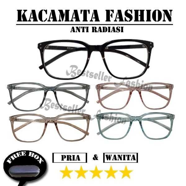 Kacamata Lensa Normal Terbaru Wanita Pria Import anti Radiasi Blue Light Kacamata Fashion Blueray Bingkai Kotak free case