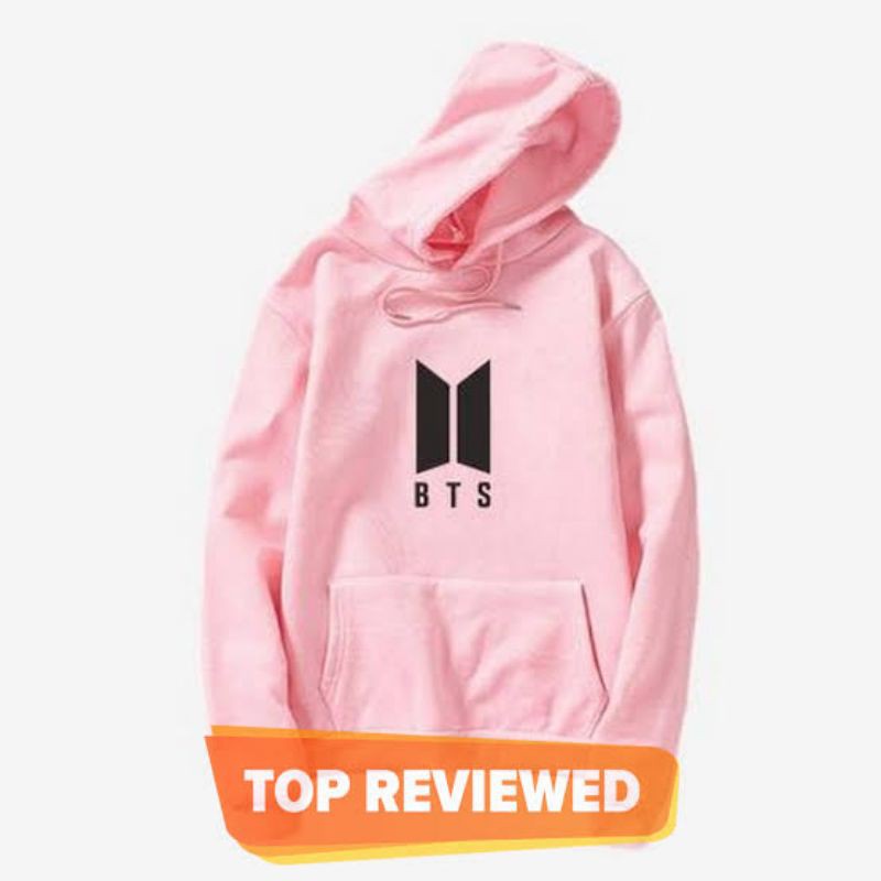 Jaket Hoodie Jumper BTS LOGO DEPAN SABLON HITAM