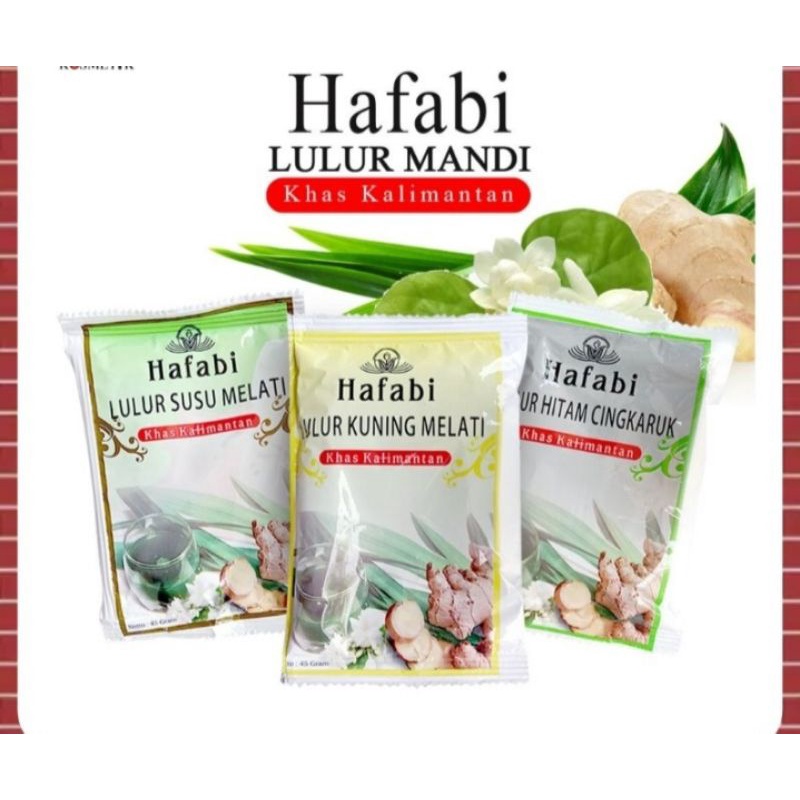 HAFABI LULUR MANDI KHAS KALIMANTAN SUSU MELATI KUNING MELATI 45 G SCRUB BADAN PERAWATAN SALON DRUMAH
