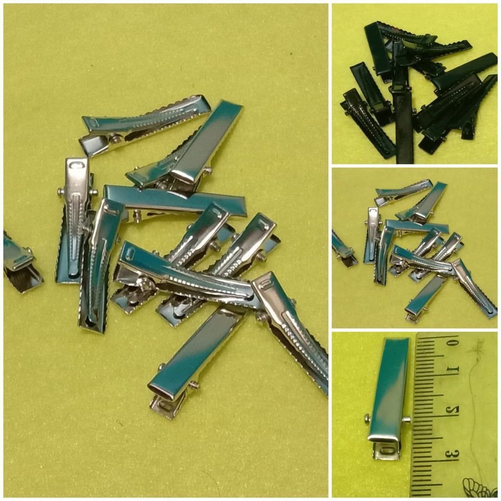 1 lusin jepit buaya polos-jepit rambut kecil-jepit buaya 3 cm hitam dan putih polos