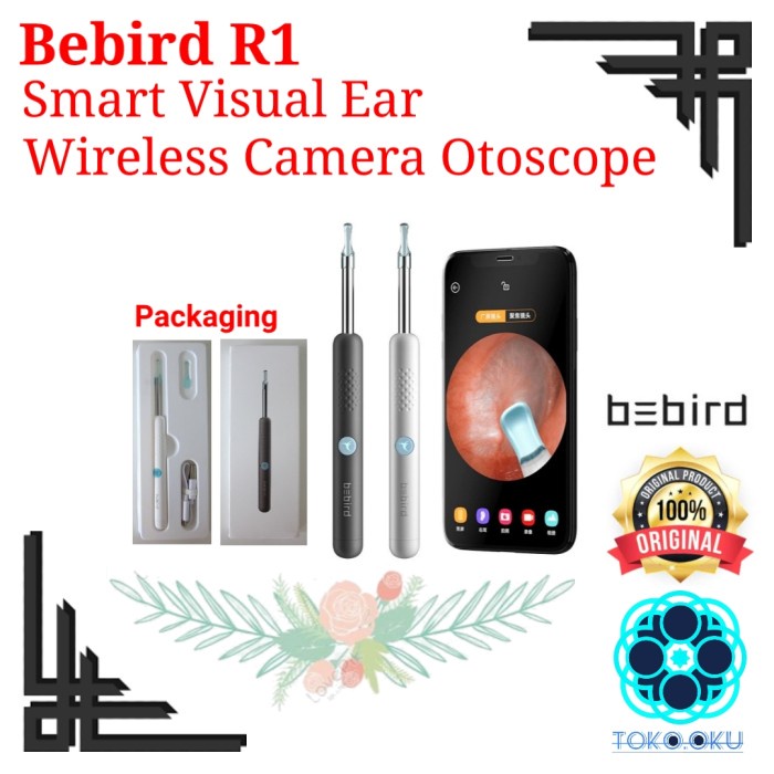 ✨COD✨ Bebird R1 Smart Visual Ear Wireless Camera Otoscope korek kuping - Bebird R1 hitam