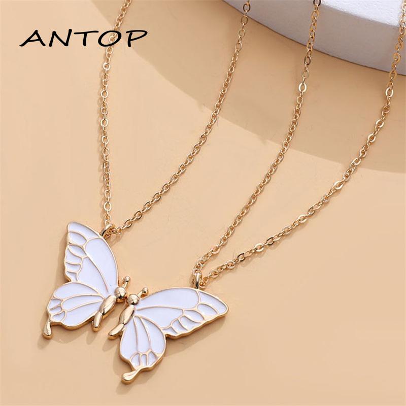 2pcs Kalung Rantai Dengan Liontin Kupu-Kupu Untuk Wanita