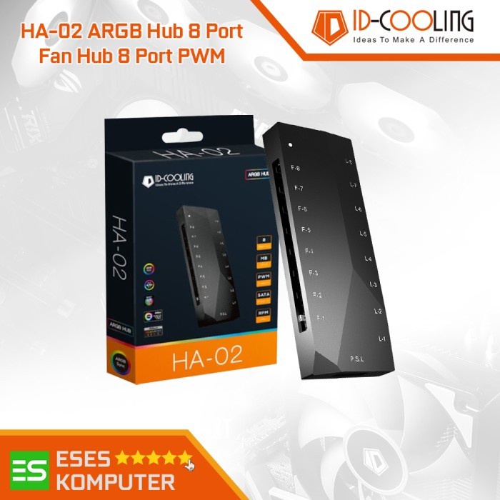 ID-COOLING HA-02 ARGB Hub 8 Port + Fan Hub 8 Port PWM