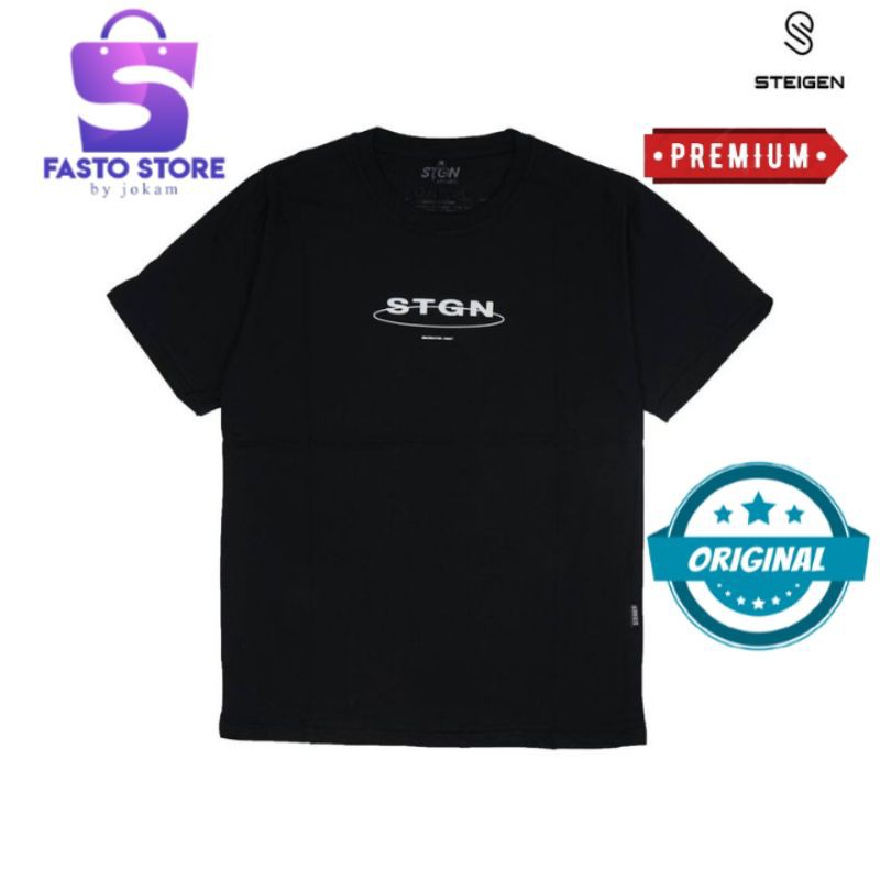 Kaos Steigen Hitam Motif Distro Atasan Cowok Pakaian Pria Keren Kekinian Bahan Katun Original
