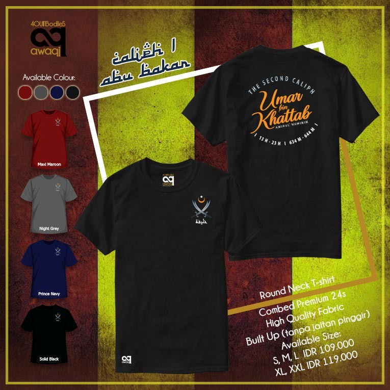 KAOS PRIA / KAOS WANITA / UNISEX / KAOS DAKWAH AWAQI / KAOS PREMIUM / KHALIFAH SERIES / AWAQI / TERB