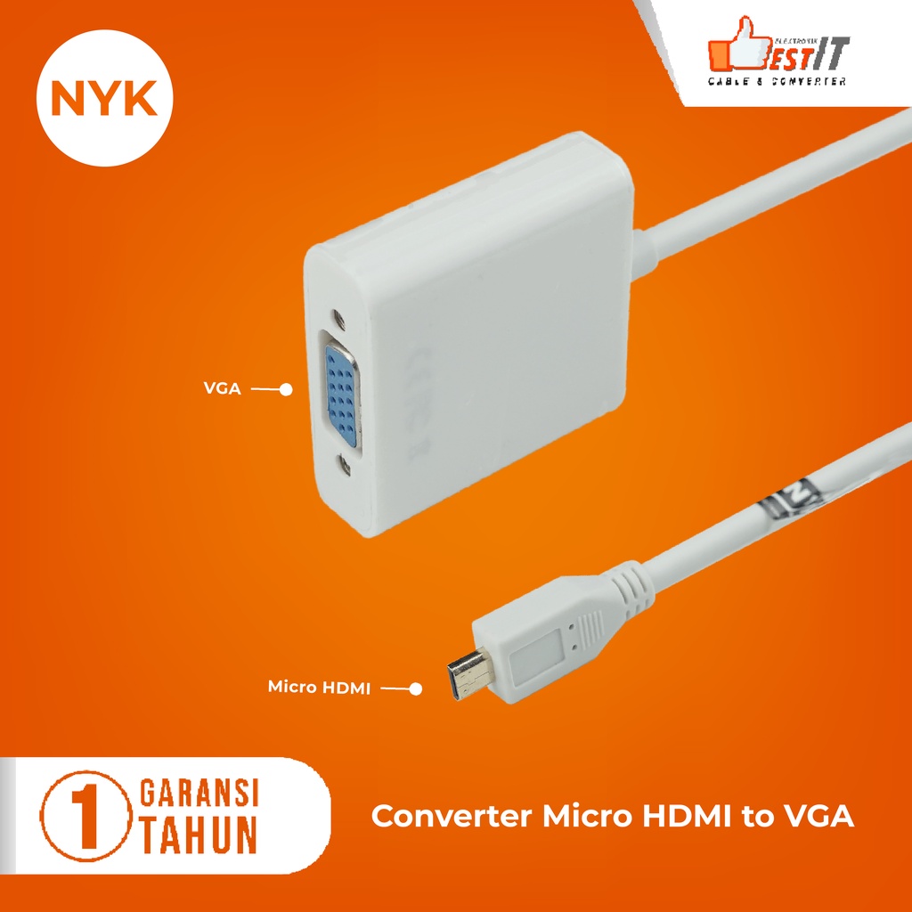 NYK Kabel Converter Micro HDMI to VGA