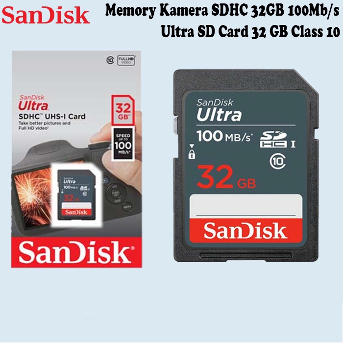 Sandisk Memory Kamera DSLR SDHC 32GB 100Mb/s Ultra Memori Kartu SD Card 32 GB Class 10