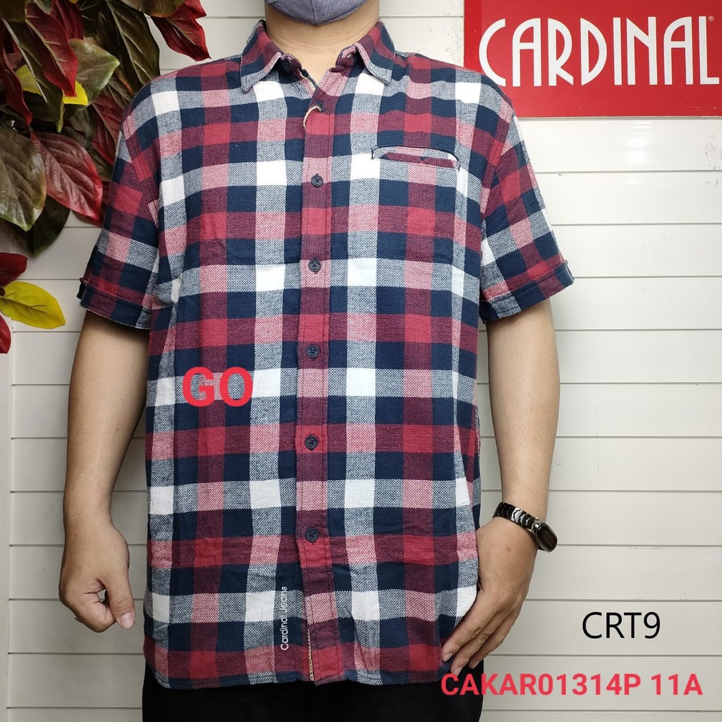 gos CRR CARDINAL KEMEJA CASUAL Hem Pria Baju Cowok Pakaian Pria Lengan Pendek