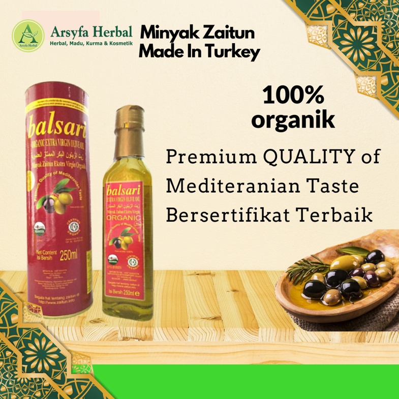 

MINYAK ZAITUN ORGANIC EXTRA VIRGIN BALSARI 250 ML