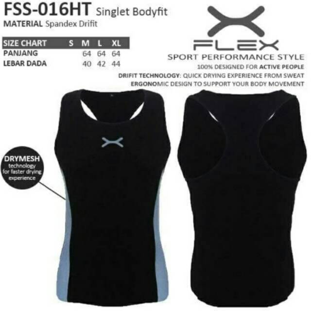 Singlet sport fitness bodyfit Flex hitam