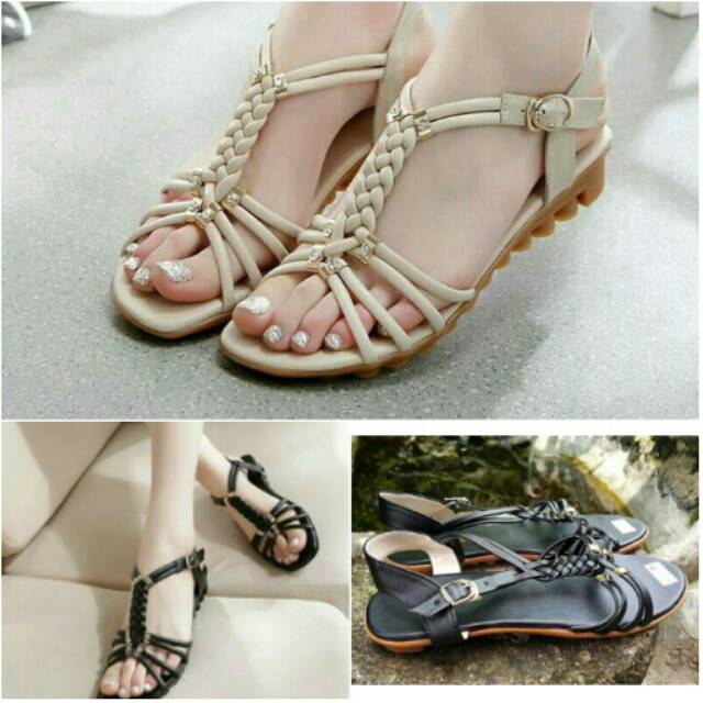 Sandal Flat Tali Kepang Lilit