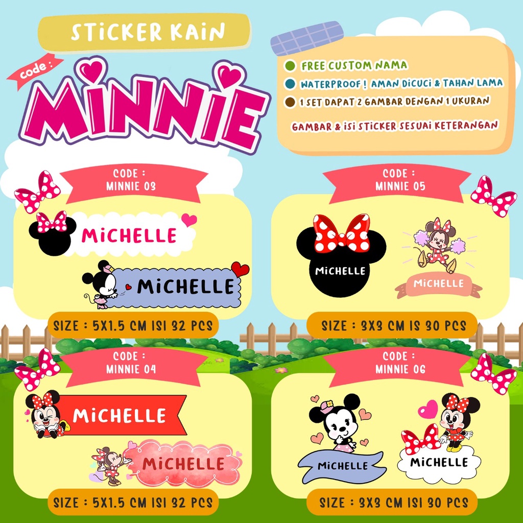 

[GIANTPALACE] STICKER KAIN CUSTOM NAMA POLOS DENGAN PILIHAN BERBAGAI FONT DAN MOTIF LUCU