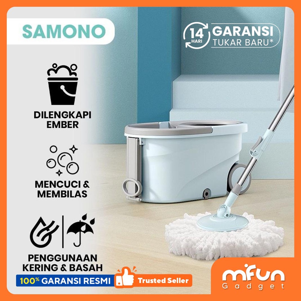 Alat Pel Lantai Ultra Spin Mop SAMONO Dengan Roda SCM012