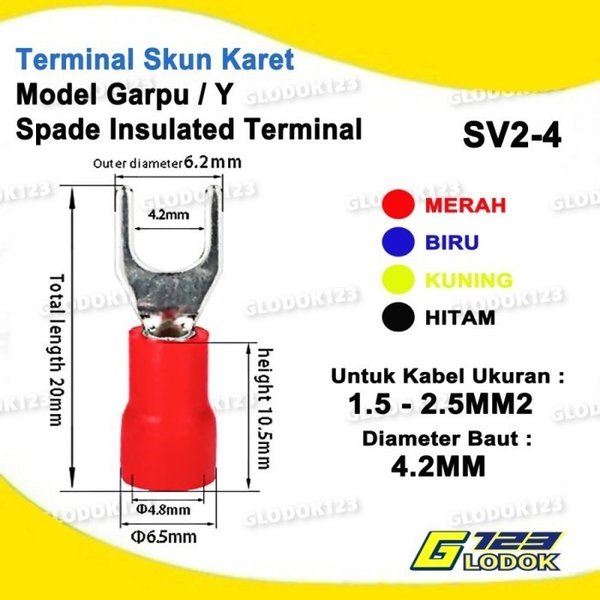 Terminal Kabel Sekun Cable Skun Y Garpu Spade Isolasi Insulated SV2-4