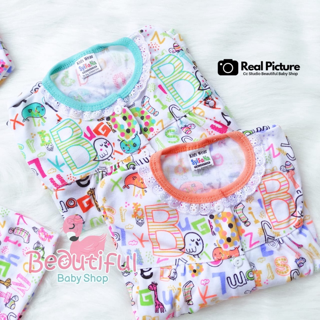 Baby.ou - Setelan Baju Bayi Perempuan Lengan Panjang Celana Panjang Motif Huruf / Setelan Piyama Bayi Perempuan / Baju Bayi Panjang Perempuan / Baju Tidur Bayi Merk Syifana