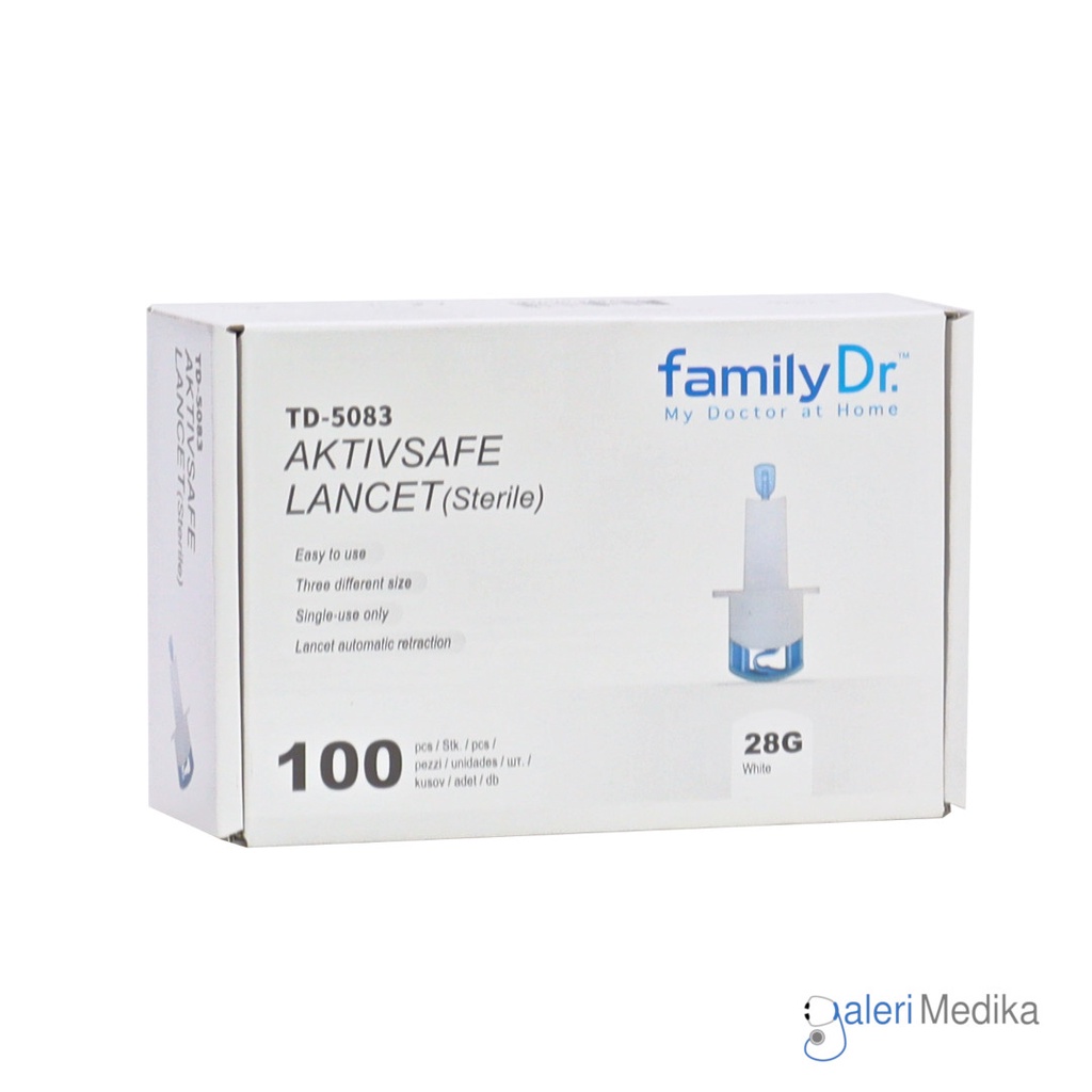 Lancet Steril FamilyDr AktivSafe Lancet 28G - Jarum Ambil Sample Darah