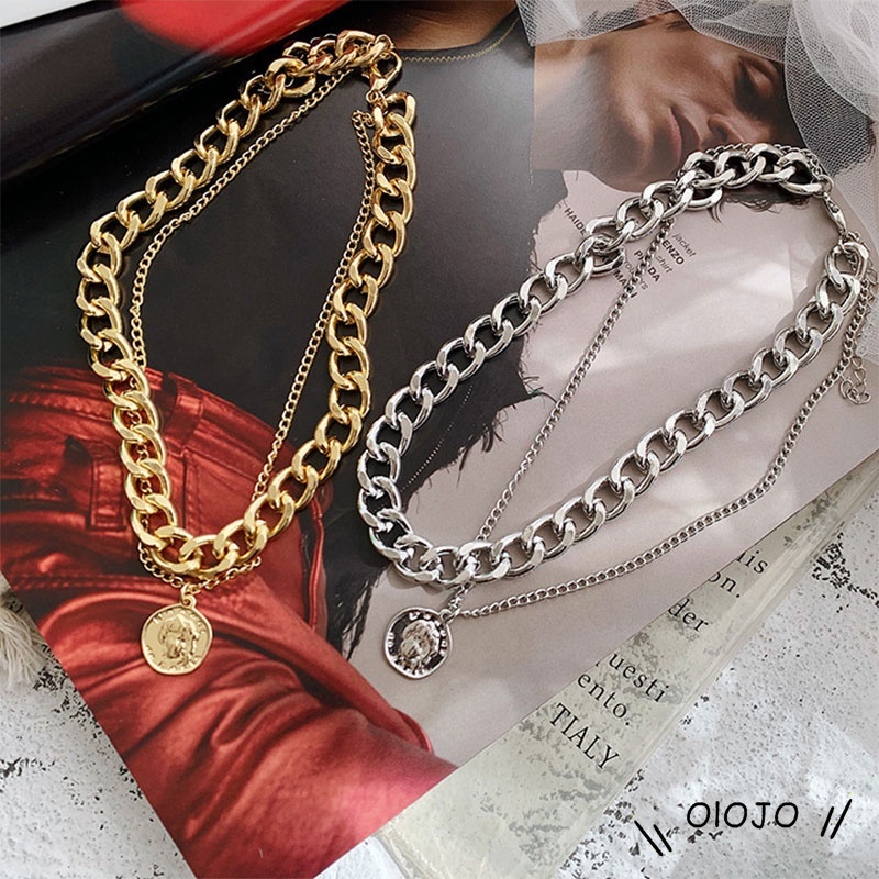 Kalung Rantai Double Layer Dengan Liontin Bahan Titanium Steel Gaya Hip Hop - ol