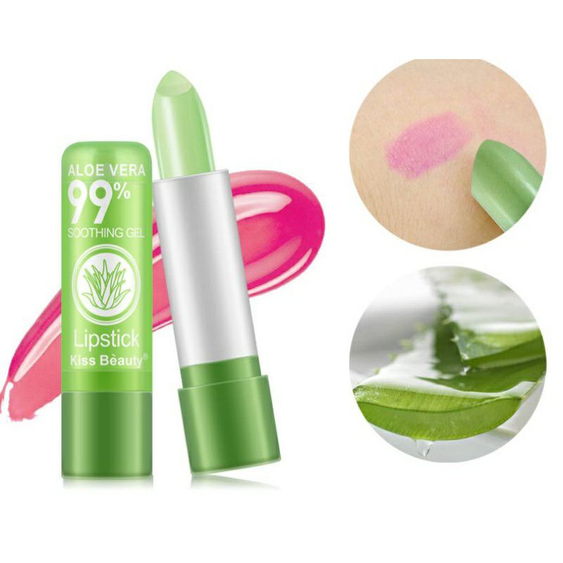 Lipstick Aloe Vera Dapat Berubah Warna Sesuai Temperatur - Lipbalm melembabkan 99% ALOE VERA LIPSTIK