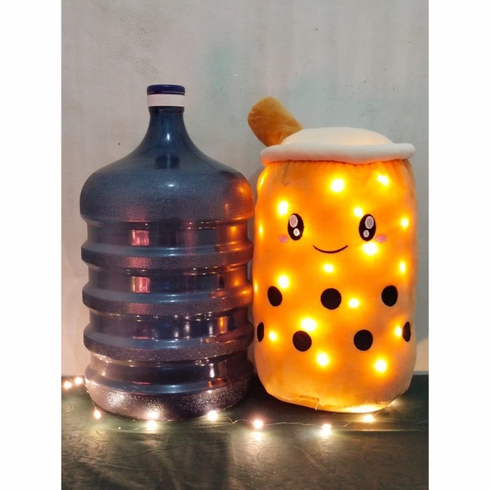 Boneka boba jumbo led murah / boneka boba milk tea brown sugar jumbo - pink non led