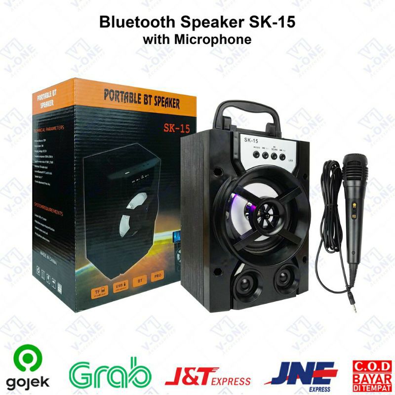 Speaker Bluetooth + Mic Karaoke portable SK15 speaker wireless karaoke