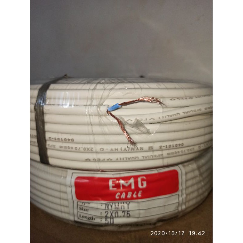 Kabel Listrik Nymhyo 2x0,75 /EMGCable Serabut Tebal 50 Yard