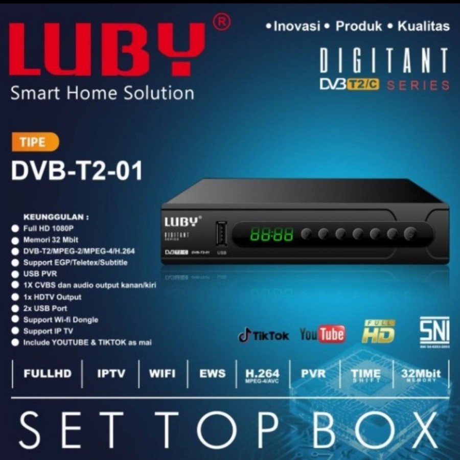 LUBY STB DVB T2 01 Set Top Box Receiver TV Digital Full HD SNI Original