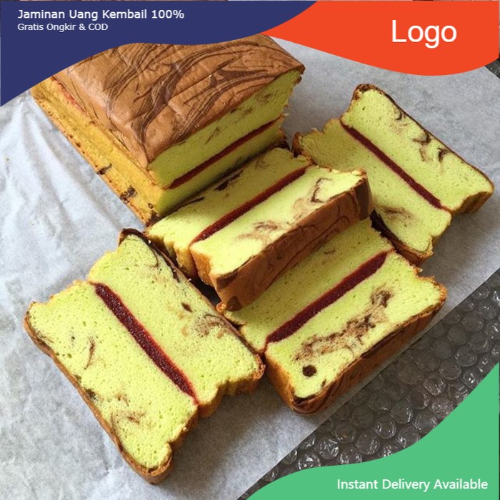 

Kue lapis surabaya Pandan Marble homemade tanpa bahan pengawet isian selai strawbery 100% HALAL