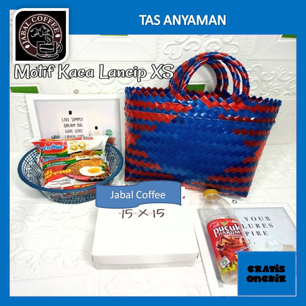 Tas Anyam Plastik Kaca Lancip Ukuran XS / Tas belanja Kecil Mini / Tas Anyaman Kaca Lancip 01