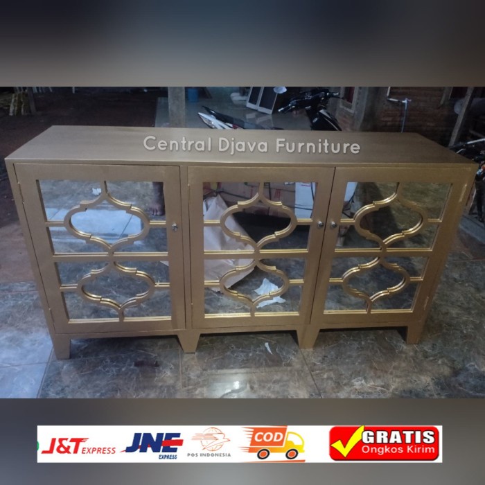 Bufet Meja TV Minimalis Kayu Jati Cat Duco Lemari Konsul Mebel Jepara