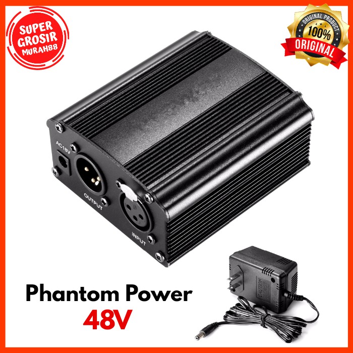 Phantom Power Microphone 1 Channel 48V Power Supply Untuk Microphone Mic BM 700 BM 800 BM 8000