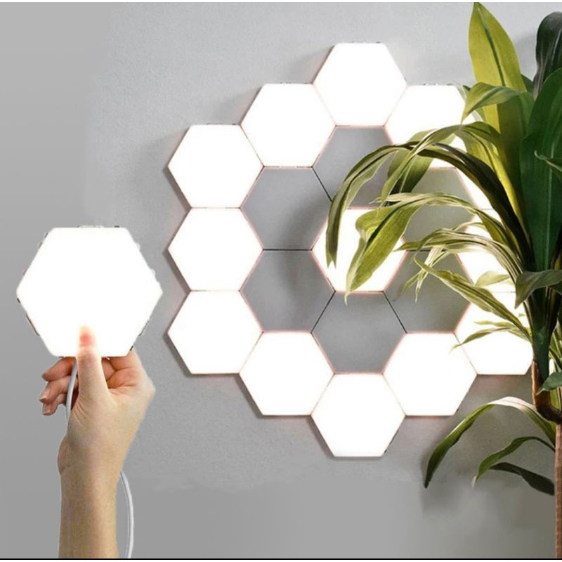 Lampu dekorasi dinding quantum LED lampu moduler hexagon touch 3pcs