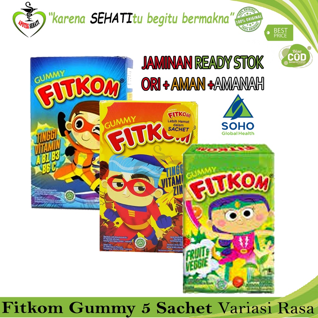 Soho Fitkom Gummy Jelly Persachet Fruit &amp; Veggie Vit C &amp; Zinc Multivitamin Anak