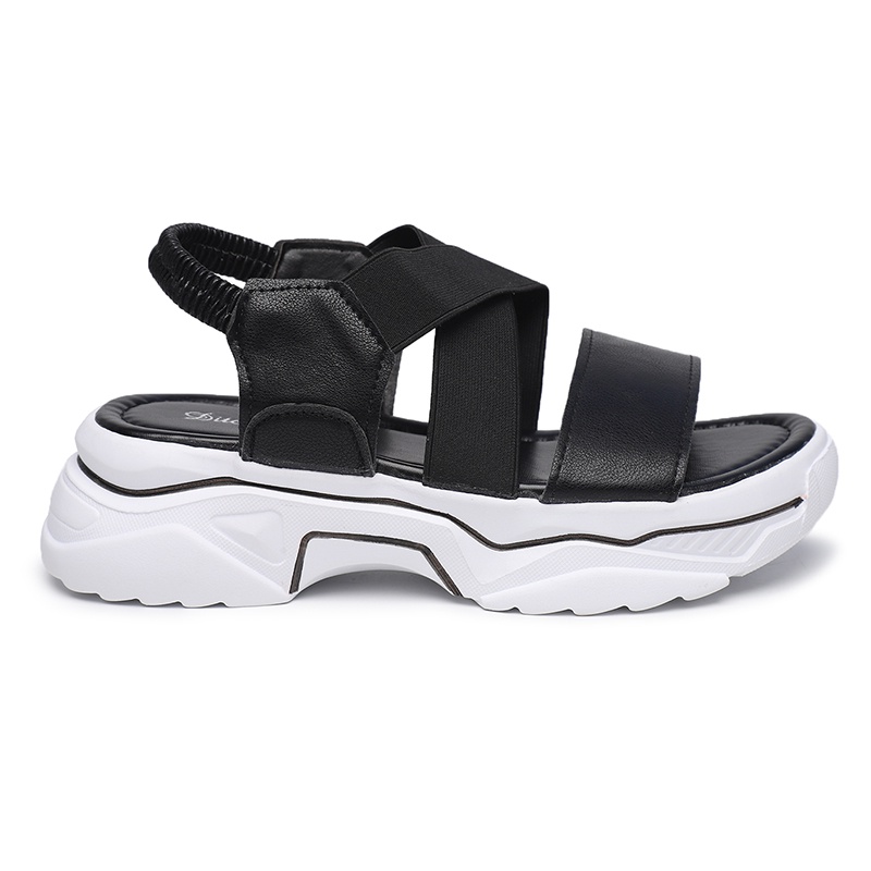 [GROSIR][COD] SEVEN_DAY SANDAL WANITA SANDAL GUNUNG KOREA IMPORT CASUAL SHOES HITAM SVN-206