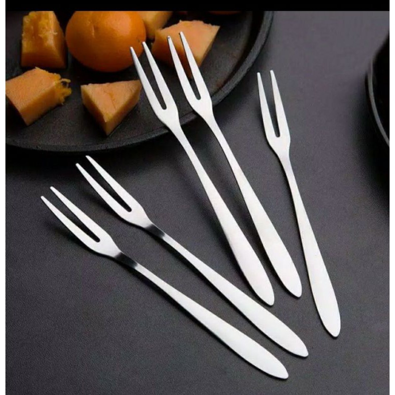 CFD  Garpu Buah Stainless  / Garpu Mini Stainles / Garpu 2 Gigi /  Garpu Buah kecil-1