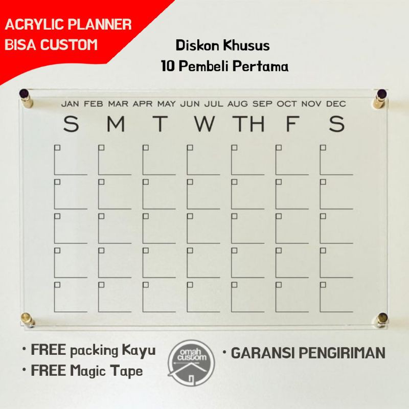 

FREE CUSTOM Planner Acrylic Jadwal Kerja Akrilik Unik 30x20