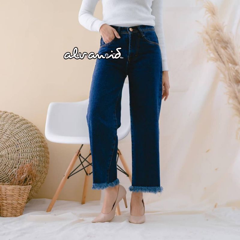 Highwaist Kulot Jeans Wanita / Kulot Jeans Rawis / Kulot Jins / Kulot