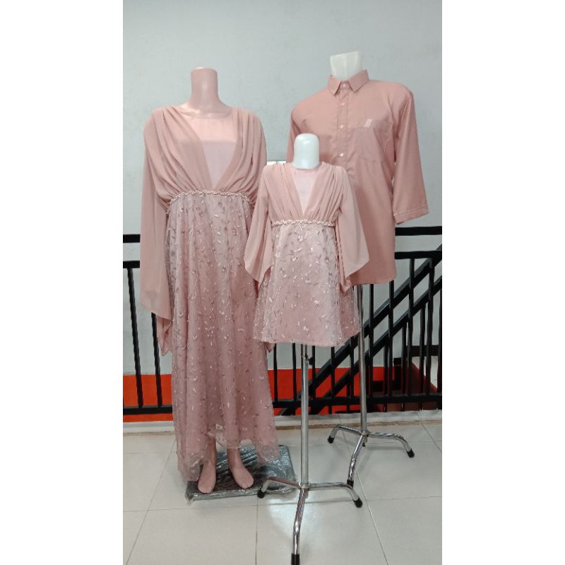 Jasa Jahit Family Dress Modern Warna Pastel Kombinasi Payet Mutiara