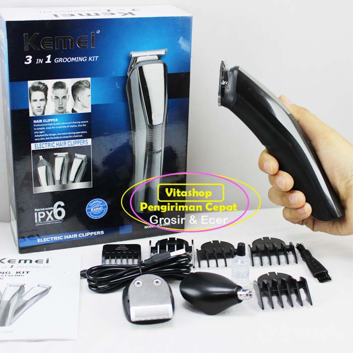 Clipper Mesin Alat Cukur Rambut 3in1 Kemei KM-5895 Grooming Kit