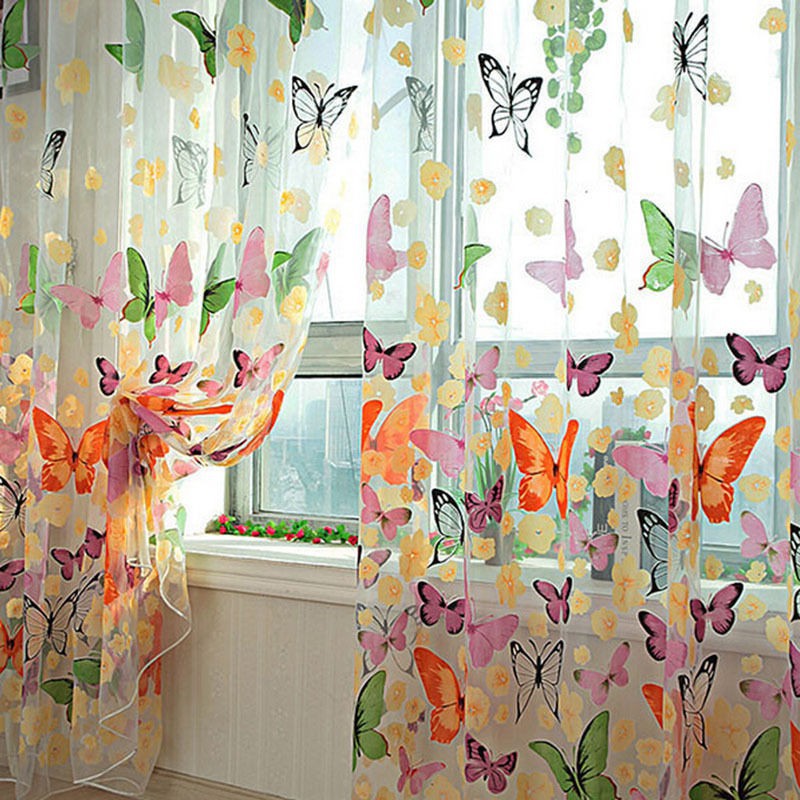 Bayar di Tempat Tirai Pintu Jendela Balkoni Tulle Kupu Bayar di Tempat Tirai Pintu Jendela Balkoni Tulle Kupu