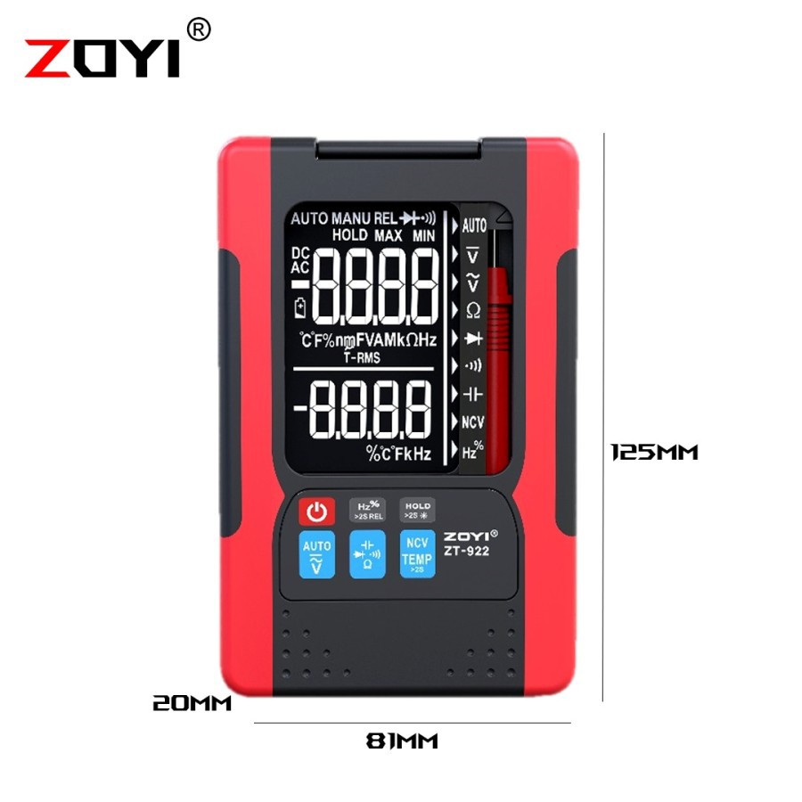 Zoyi ZT-922 Multimeter Avometer Ukur Arus listrik 4000uf 10mhz Diode N