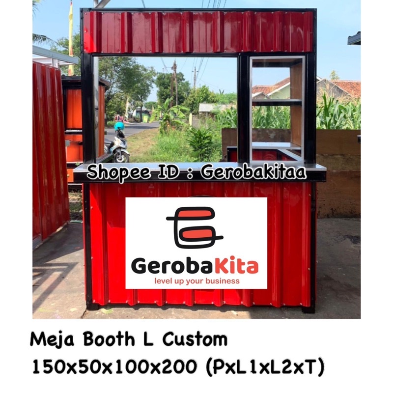 Meja Booth Container/ Meja Booth dengan etalase / Meja Kuliner etalase