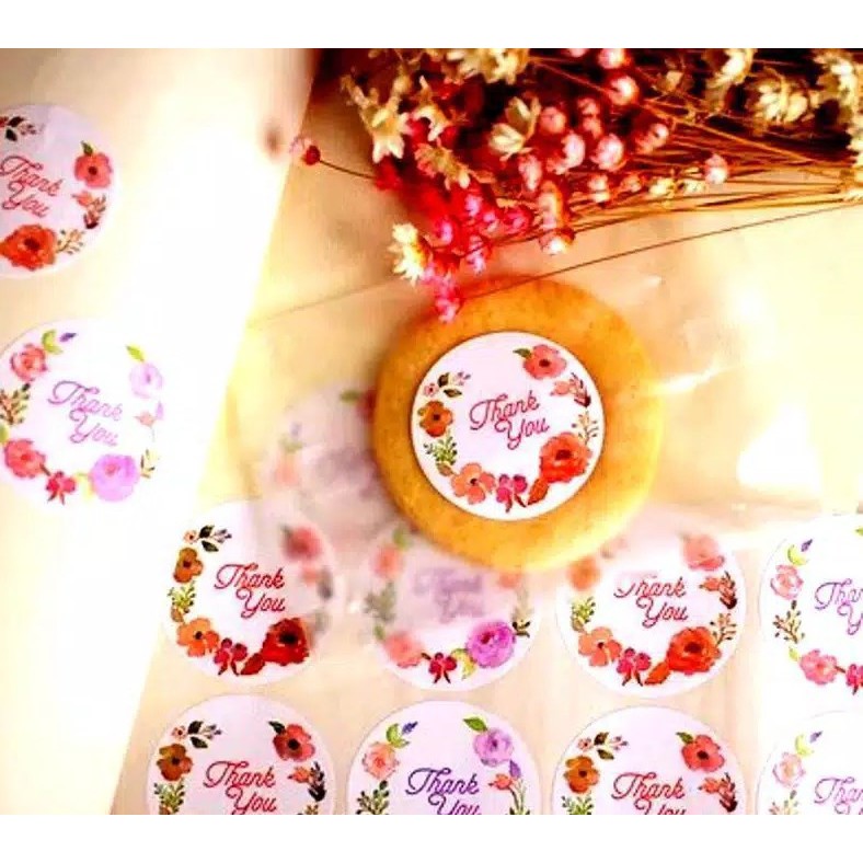 

Label Kemasan Sticker Packaging Seal Stiker Thank You Flower Plastik Souvenir Aksesoris Kue Bolu Pie