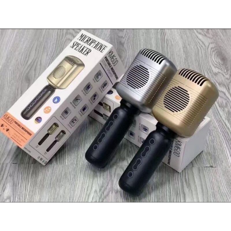 Mic Karaoke bluetooth km 600 microphone speaker wireless Bisa Tws 4 suara,suara asli,suara bayi,suar