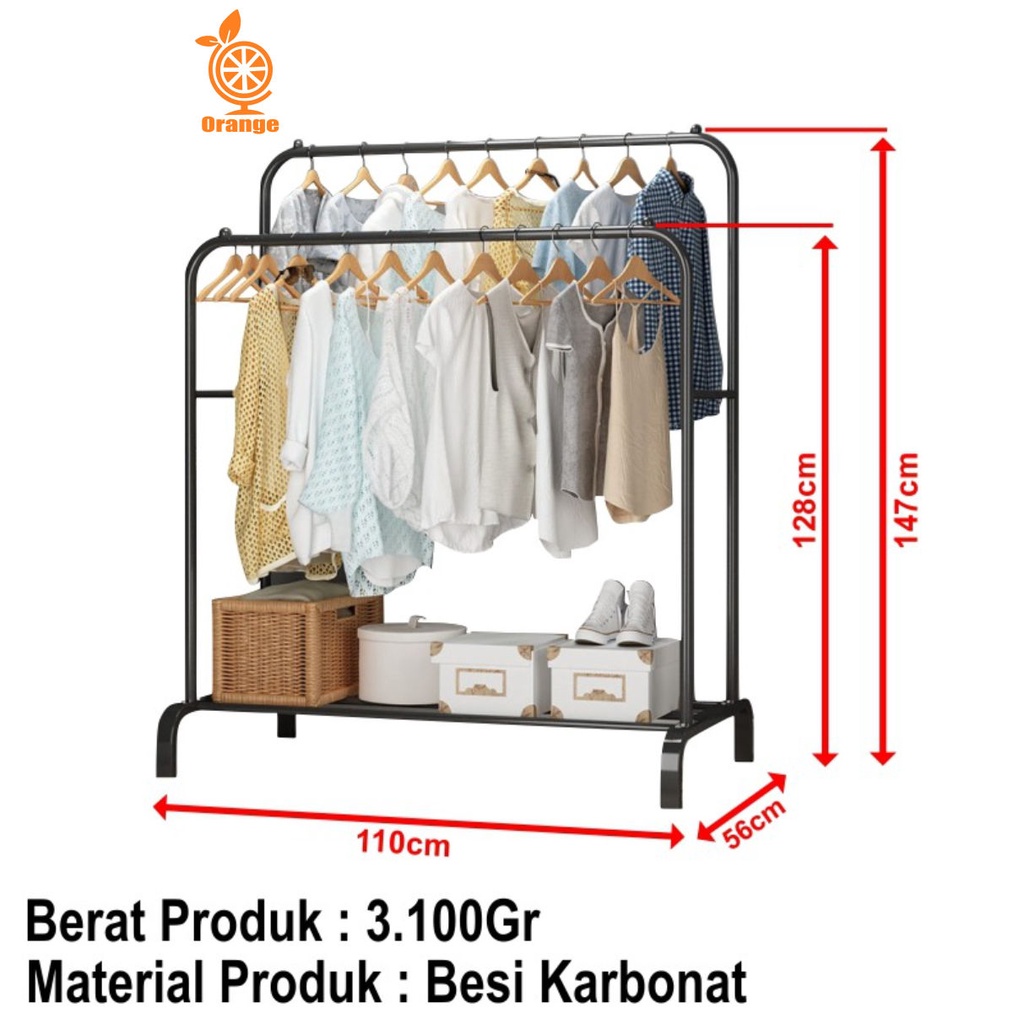 Stand Hanger Double Stand Hanger Korea Gawang Gantungan Pakaian Serbaguna WHI FURNITURE SHOP