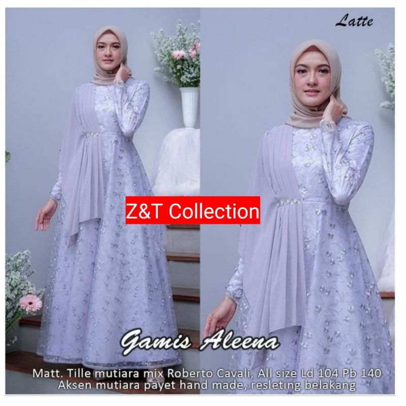 [REAL PICk] Gamis terbaru Gamis Brokat Tille Mutiara Dress Brokat Terbaru Gamis Brokat Lebaran.