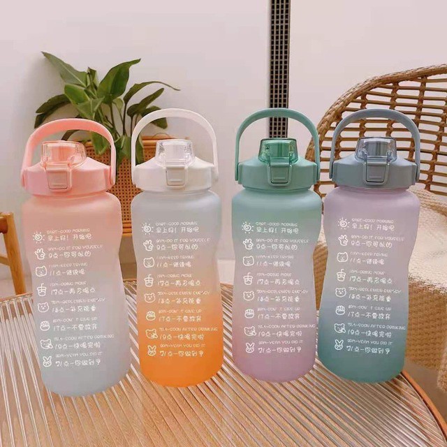 Botol Minum Import Botol Motivasi Botol Minum Jumbo 2000ml 2 Liter Putih Pink Hijau Ungu Botol 2302