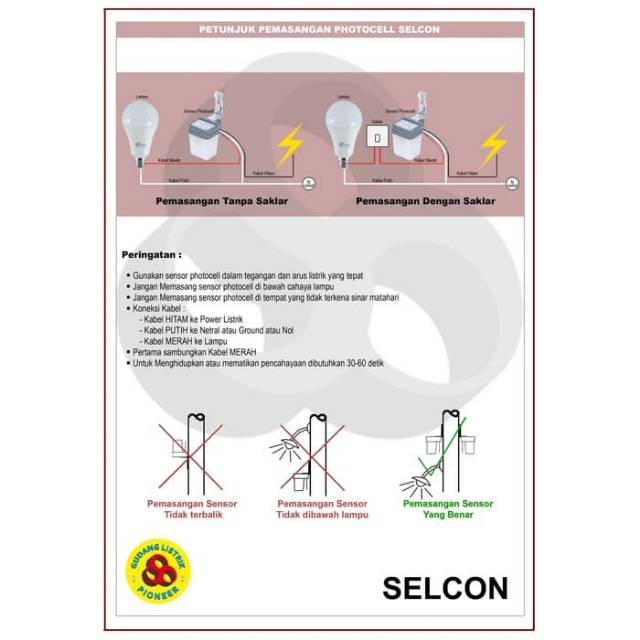 Selcon Fotosel 3A Sensor Cahaya Photocell 3 Ampere 220V