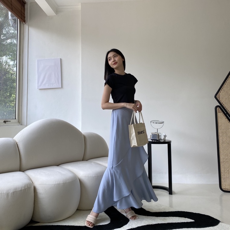 Reina Long Skirt - Skirt Wanita - Rok Panjang Korea - Casual Skirt