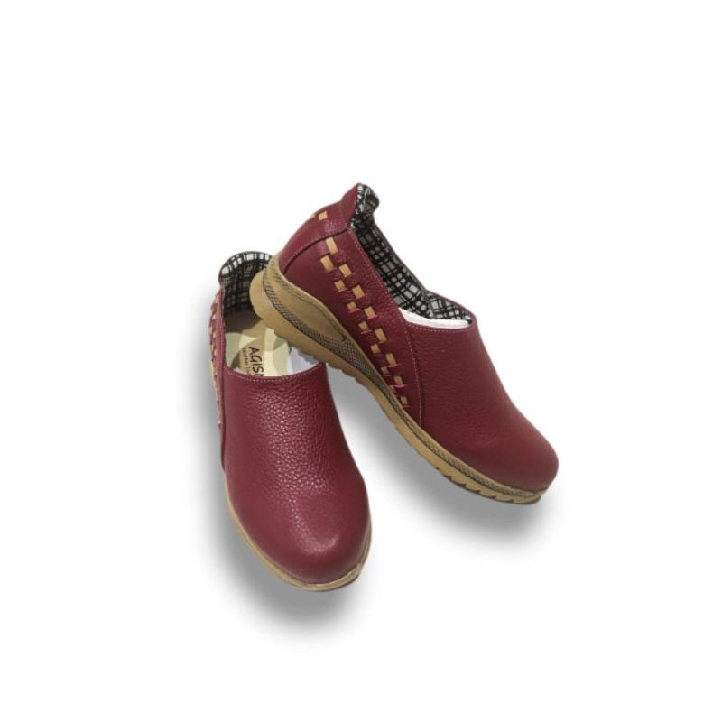 SEPATU WANITA/SLIP ON ASLI KULIT SAPI MOTIF ANYAM